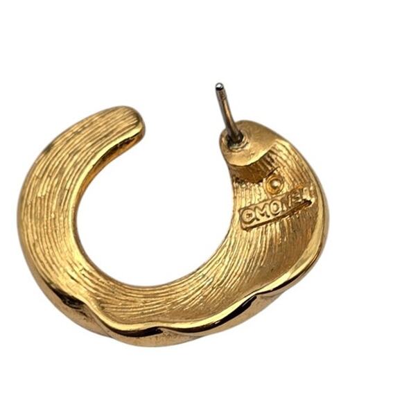 Monet Vintage Gold-Tone Textured Hoop Earrings - Picture 5 of 6